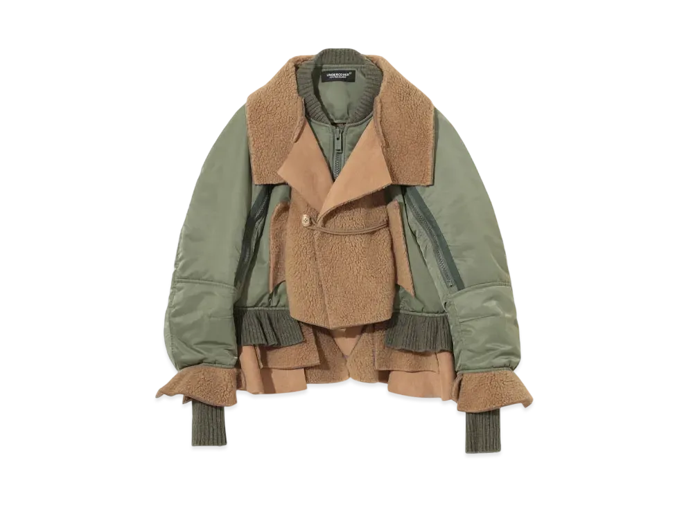 UNDERCOVER Wake Mouton Mix Ma-1 Jacket "Khaki"