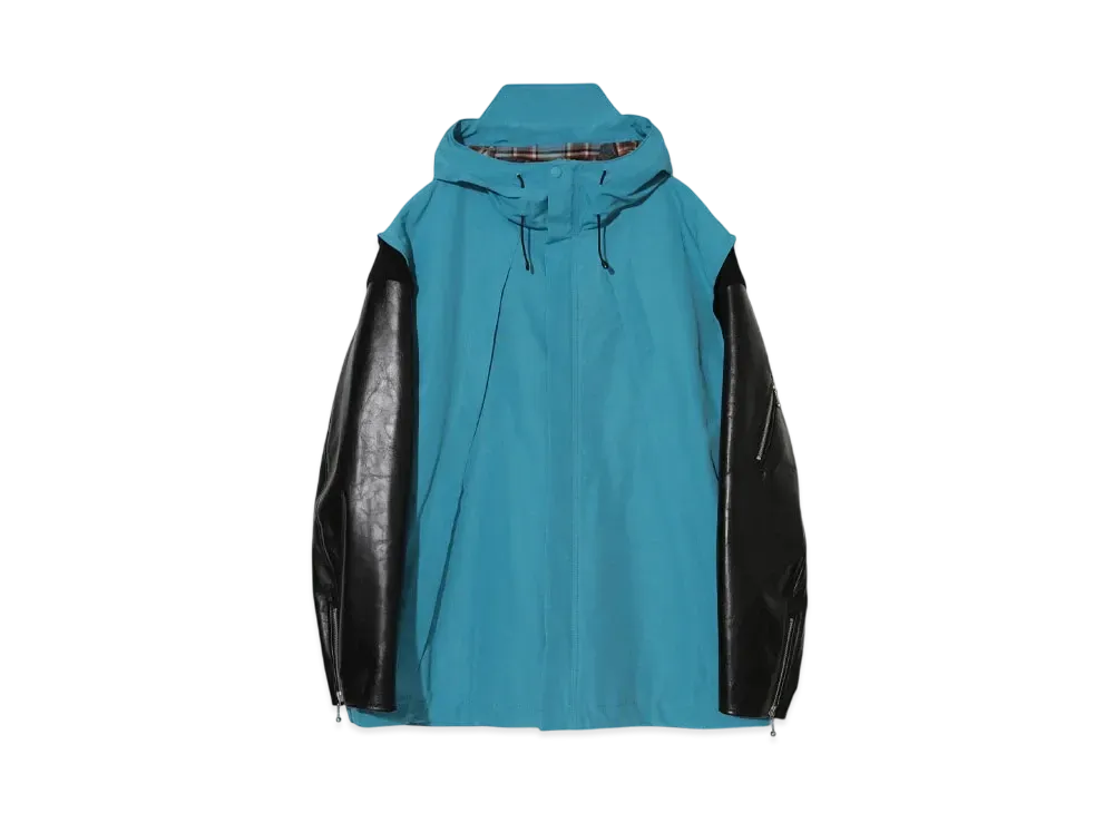 UNDERCOVER Leather Sleeve Mountain Parka "Turquoise"