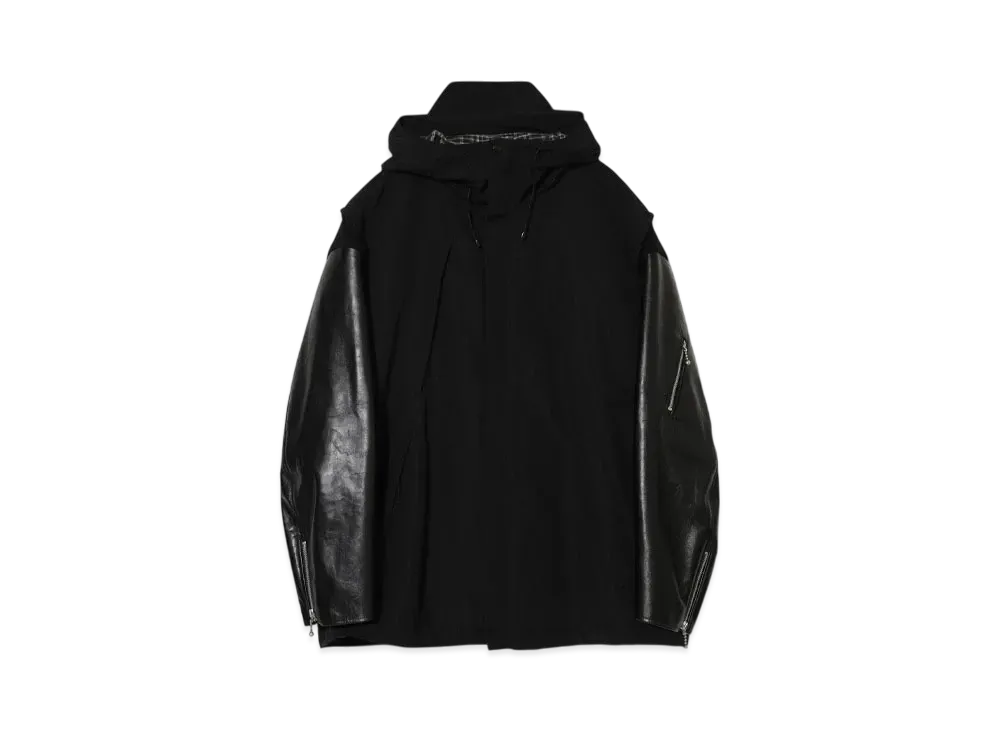 UNDERCOVER Leather Sleeve Mountain Parka "Black"