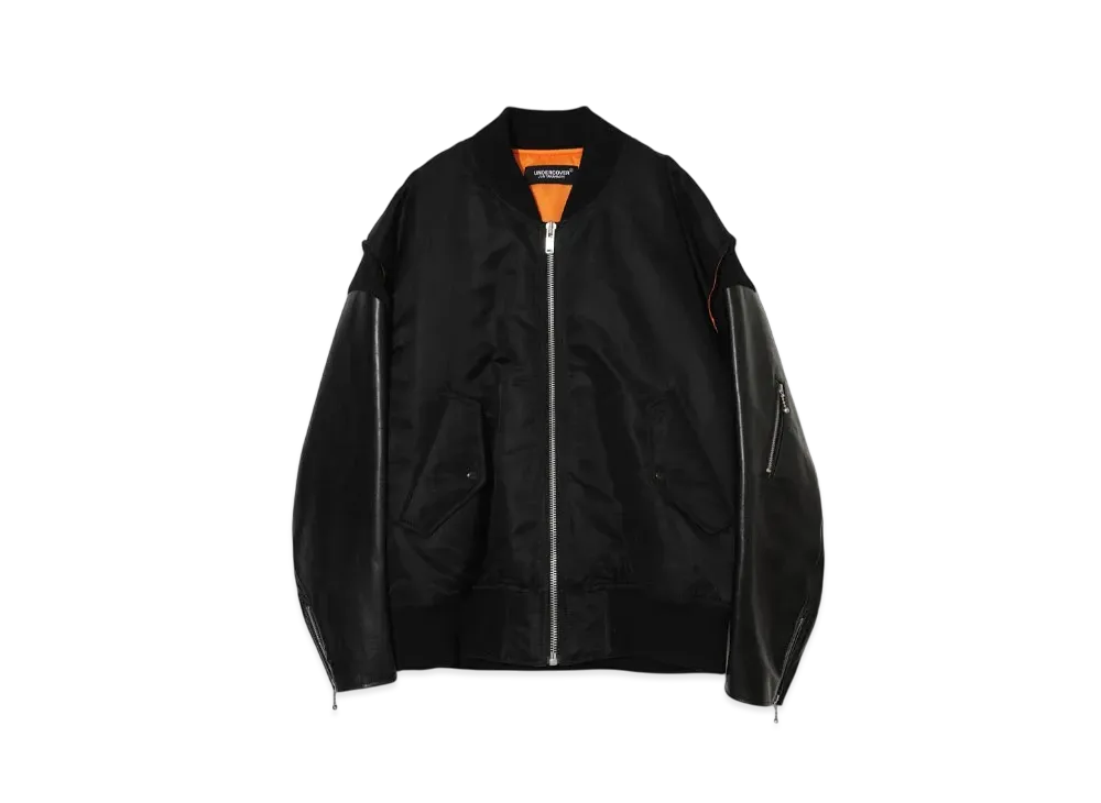 UNDERCOVER Leather Sleeve Nylon MA-1 "Black"