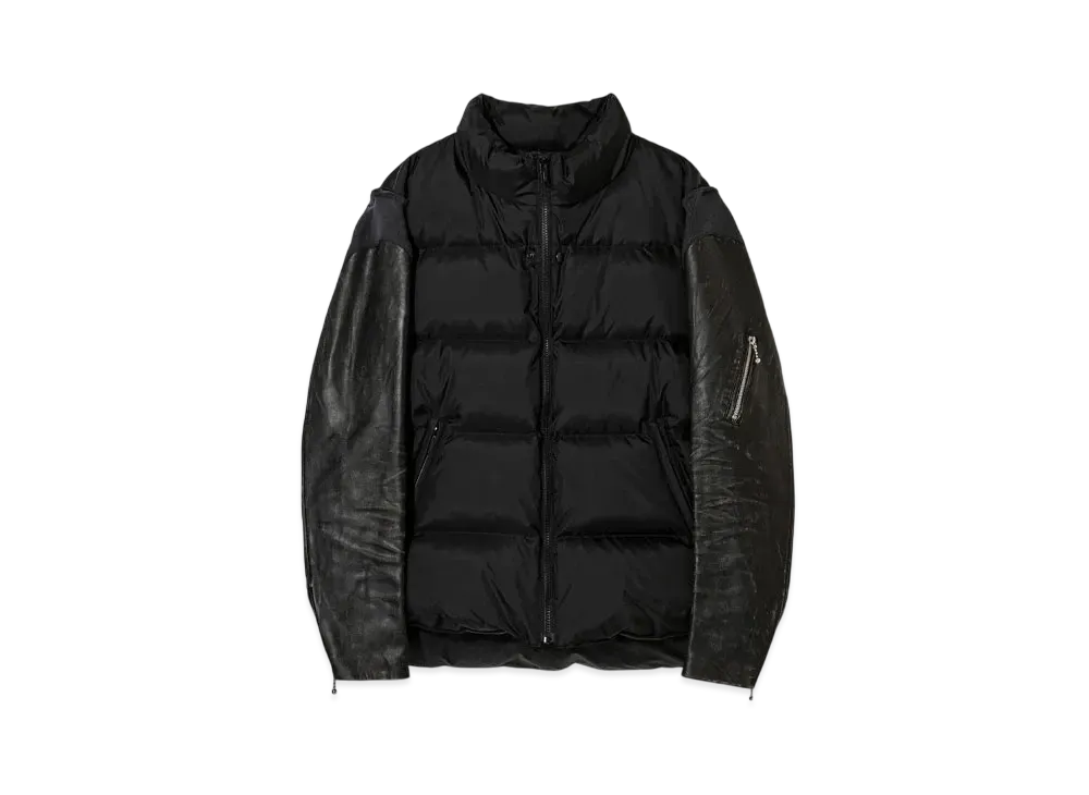UNDERCOVER Leather sleeve down jacket "Black"