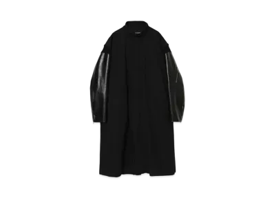 UNDERCOVER Leather Sleeve Cotton Mod Coat "Black"