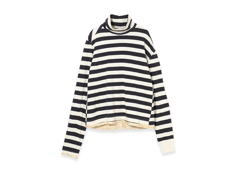 UNDERCOVER Cotton High-Neck Cut & Sewn "Nvy Border"