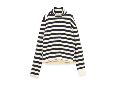 UNDERCOVER Cotton High-Neck Cut & Sewn "Nvy Border"