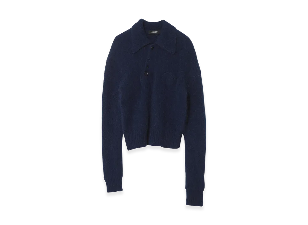 UNDERCOVER Angora/Nylon Shaggy Polo Knit "Blue"