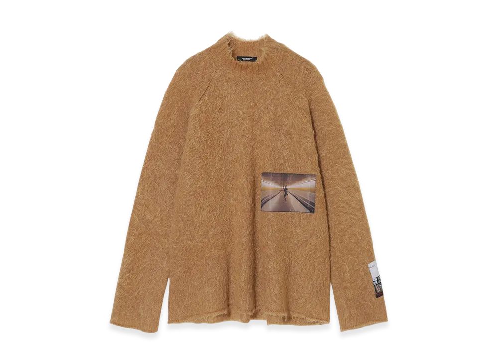 UNDERCOVER Wool Blend Mohair High-Neck Knit Pullover "Camel"