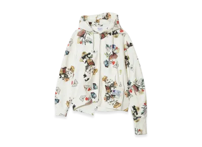 UNDERCOVER x Champion Cotton Polyester All Over Print Fleece Lined Zip Up Hoodie "Ivory Base"