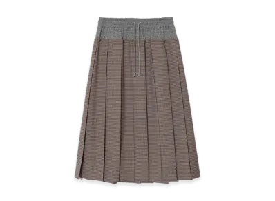 UNDERCOVER Wool Polyester Pleated Skirt "Brown Ck"