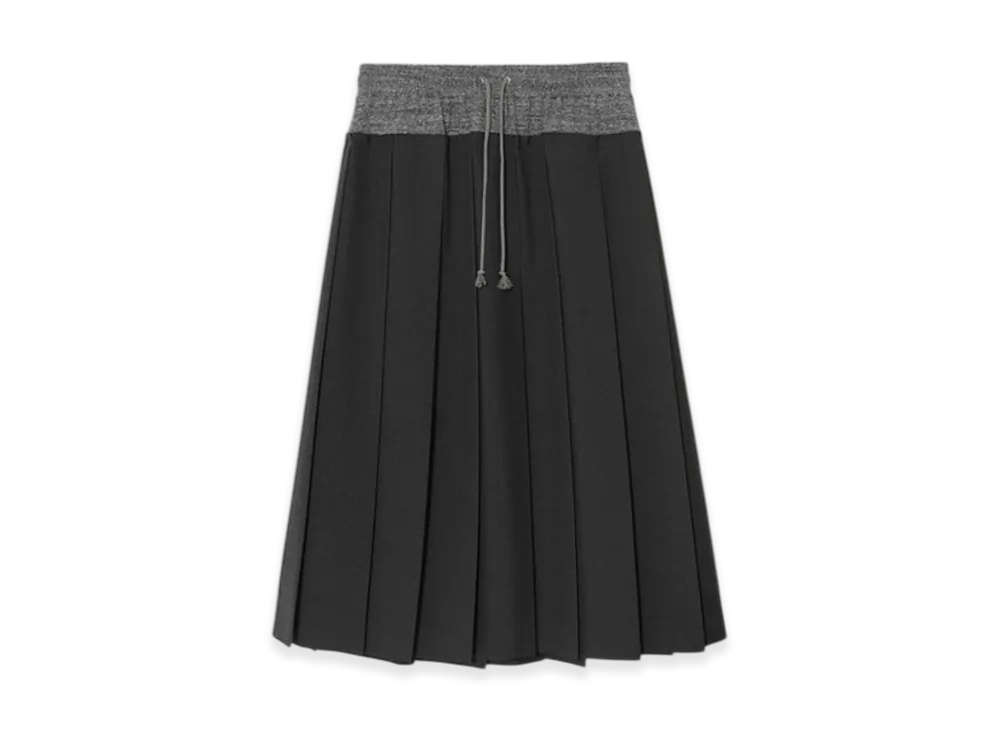UNDERCOVER Polyester Wool Pleated Skirt "T.D.Charco"