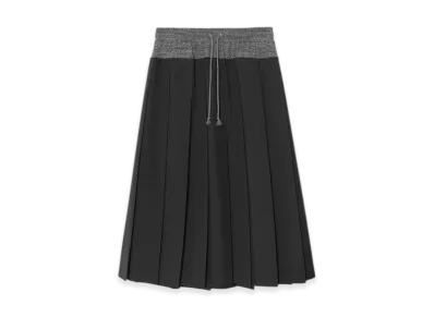 UNDERCOVER Polyester Wool Pleated Skirt "T.D.Charco"