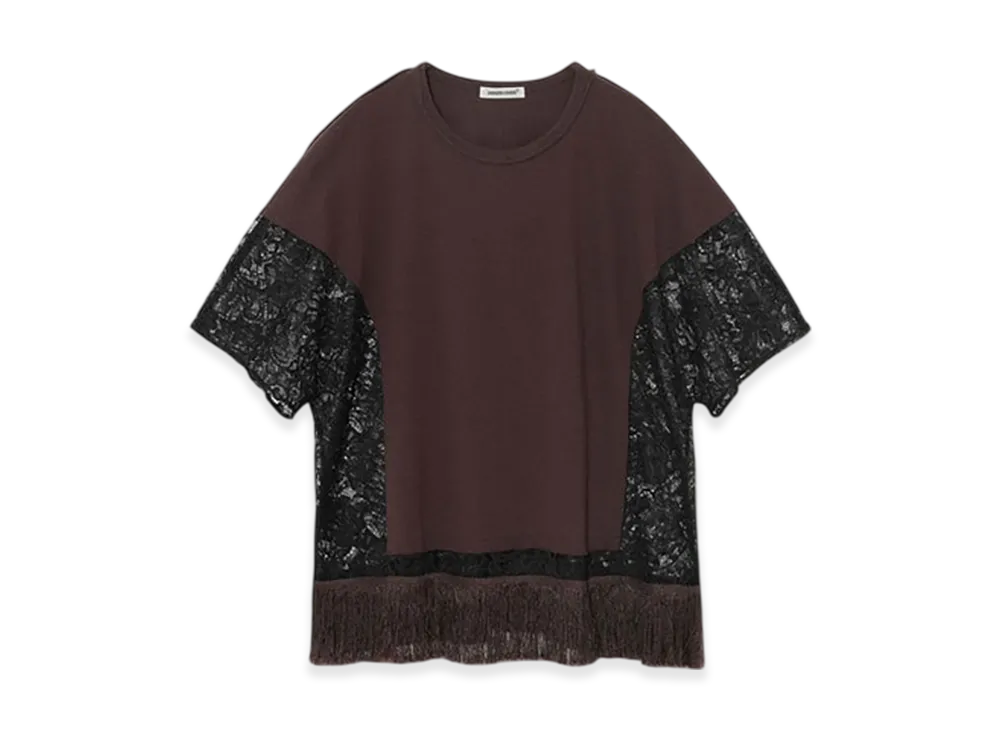UNDERCOVER Lace Paneled Cotton T-shirt "Brown"