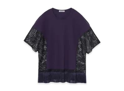 UNDERCOVER Lace Paneled Cotton T-shirt "Purple"