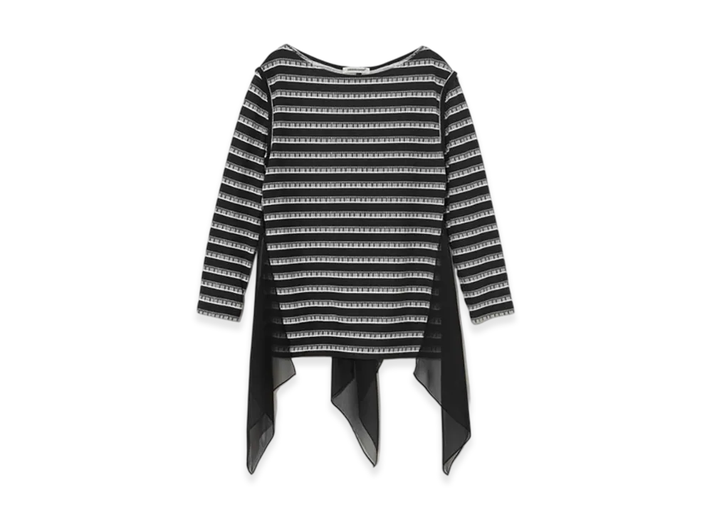 UNDERCOVER Cotton Boat Neck Cut and Sewn "Blk Border"