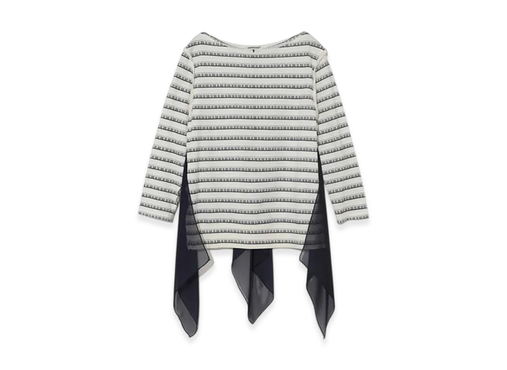 UNDERCOVER Cotton Boat Neck Cut and Sewn "White Border"