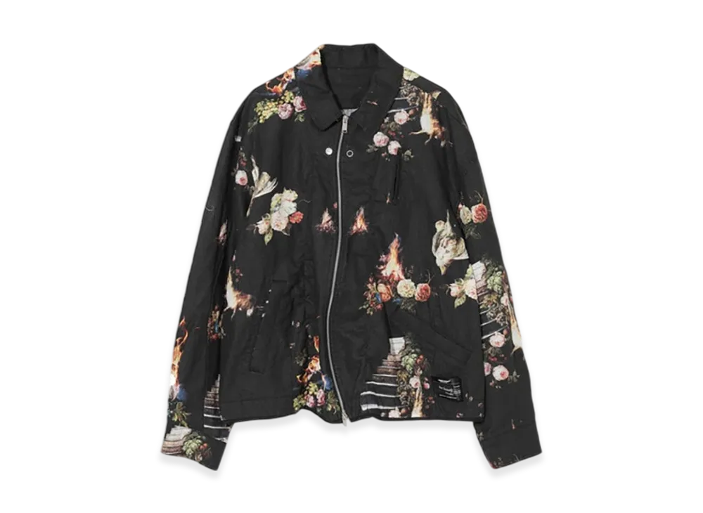 UNDERCOVER Patterned Linen Blouson "Black Base"