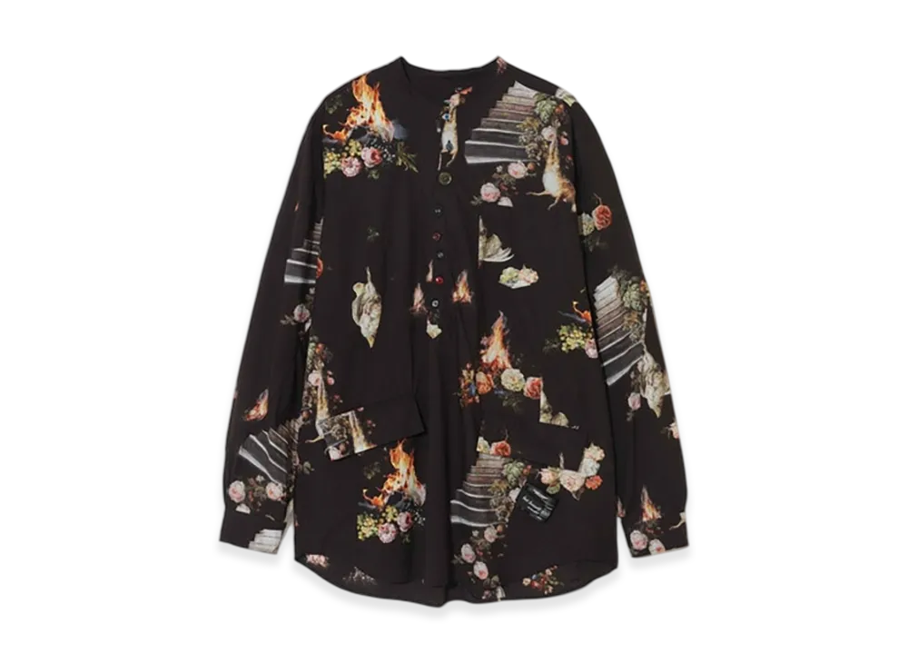 UNDERCOVER Cotton Patterned Pullover Shirt "Black Base"