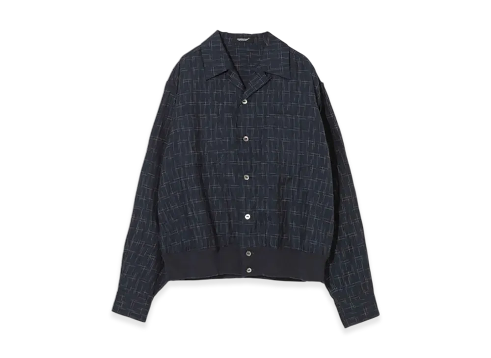 UNDERCOVER Linen Cotton Kasuri Open Collar Shirt "Navy"