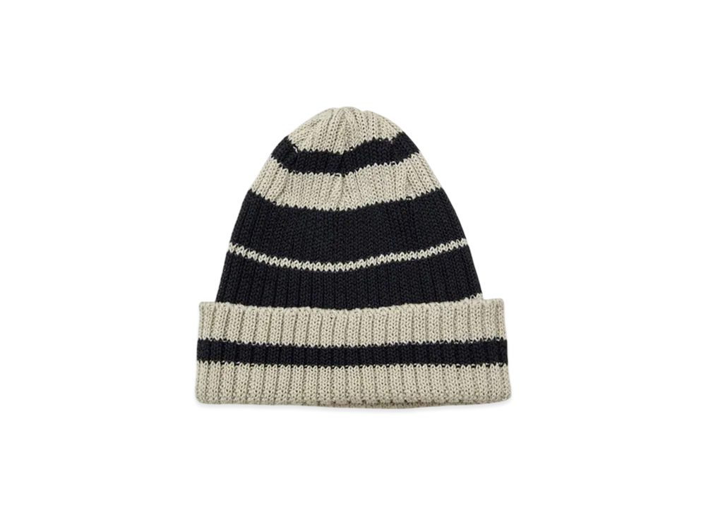 UNDERCOVER Linen Polyester Knit Cap "Beige Border"