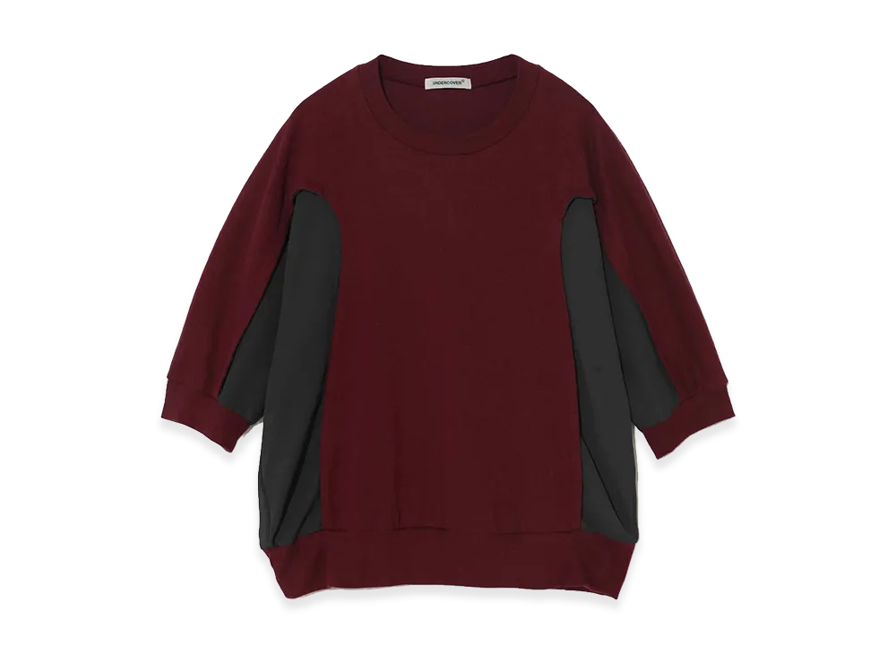 UNDERCOVER Cotton Short Sleeve Rib Cut & Sew "Bordeaux"