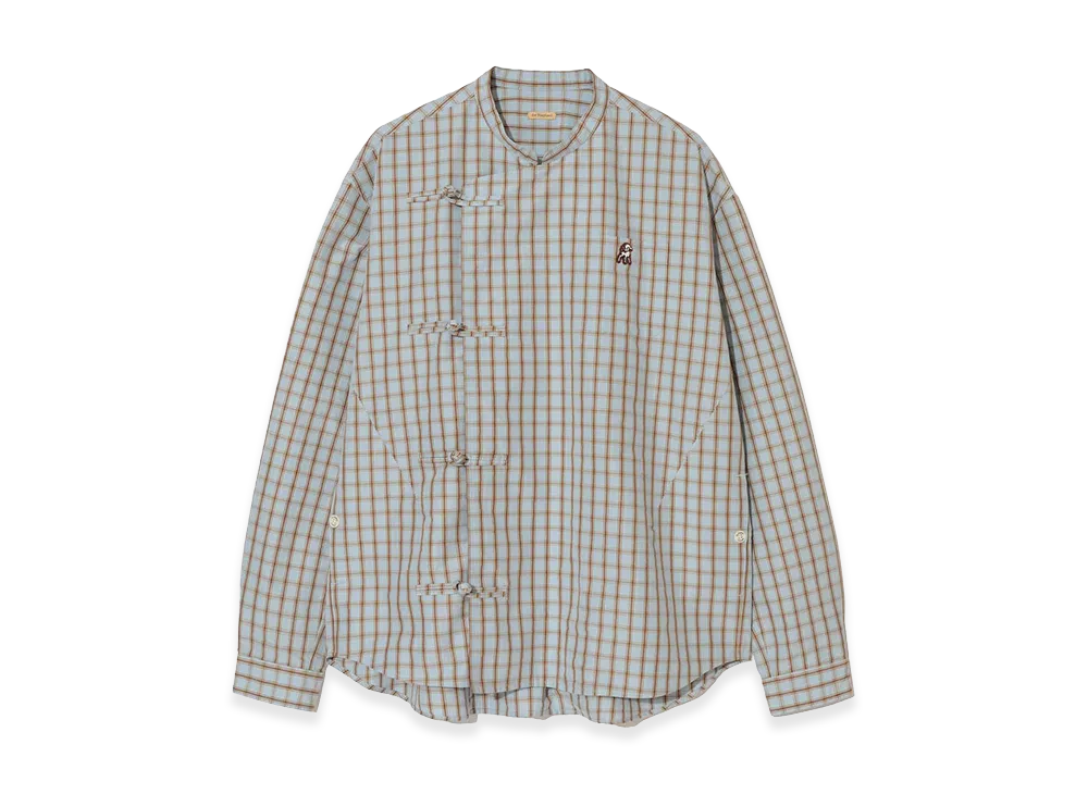 UNDERCOVER Cotton Polyester China Shirt "Light Blue Check"