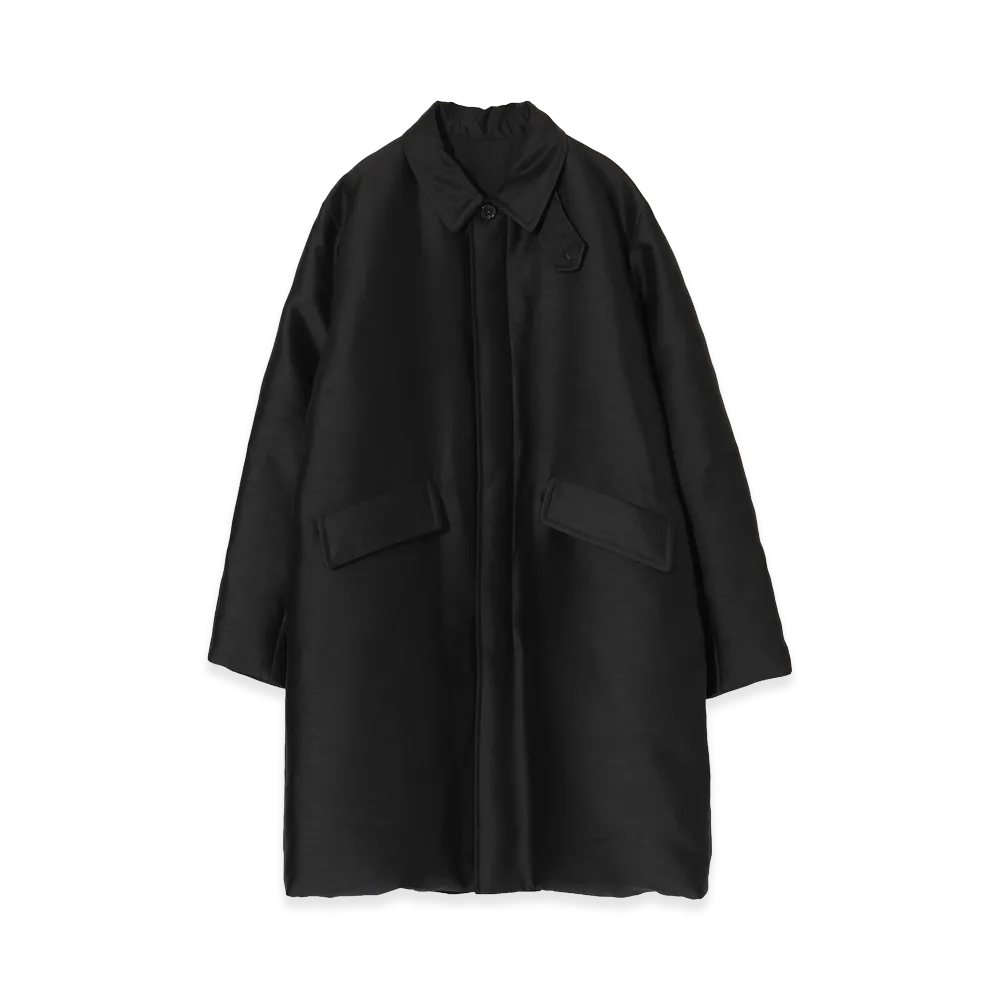 UNDERCOVER Silk Blend Wool Light Tussah Coat "Black"
