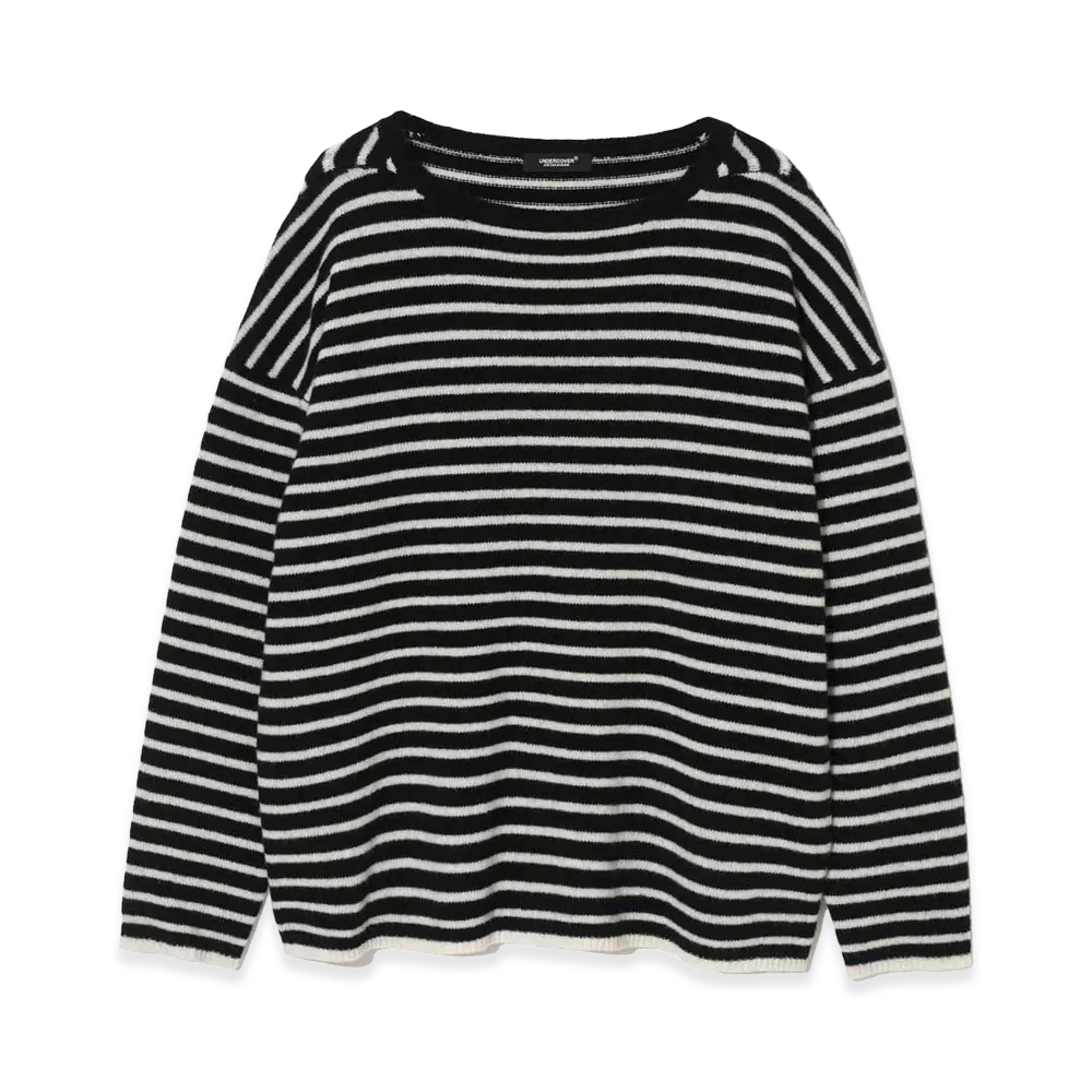 UNDERCOVER Yak Blend Wool Boat Neck Knit "Blk Border"