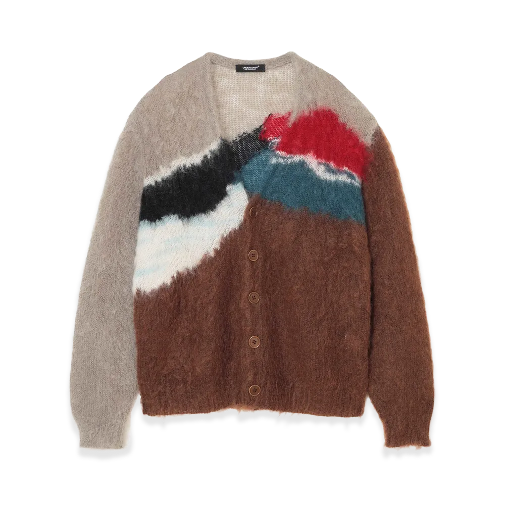 UNDERCOVER Wool Blend Mohair Cardigan "Brown Base"