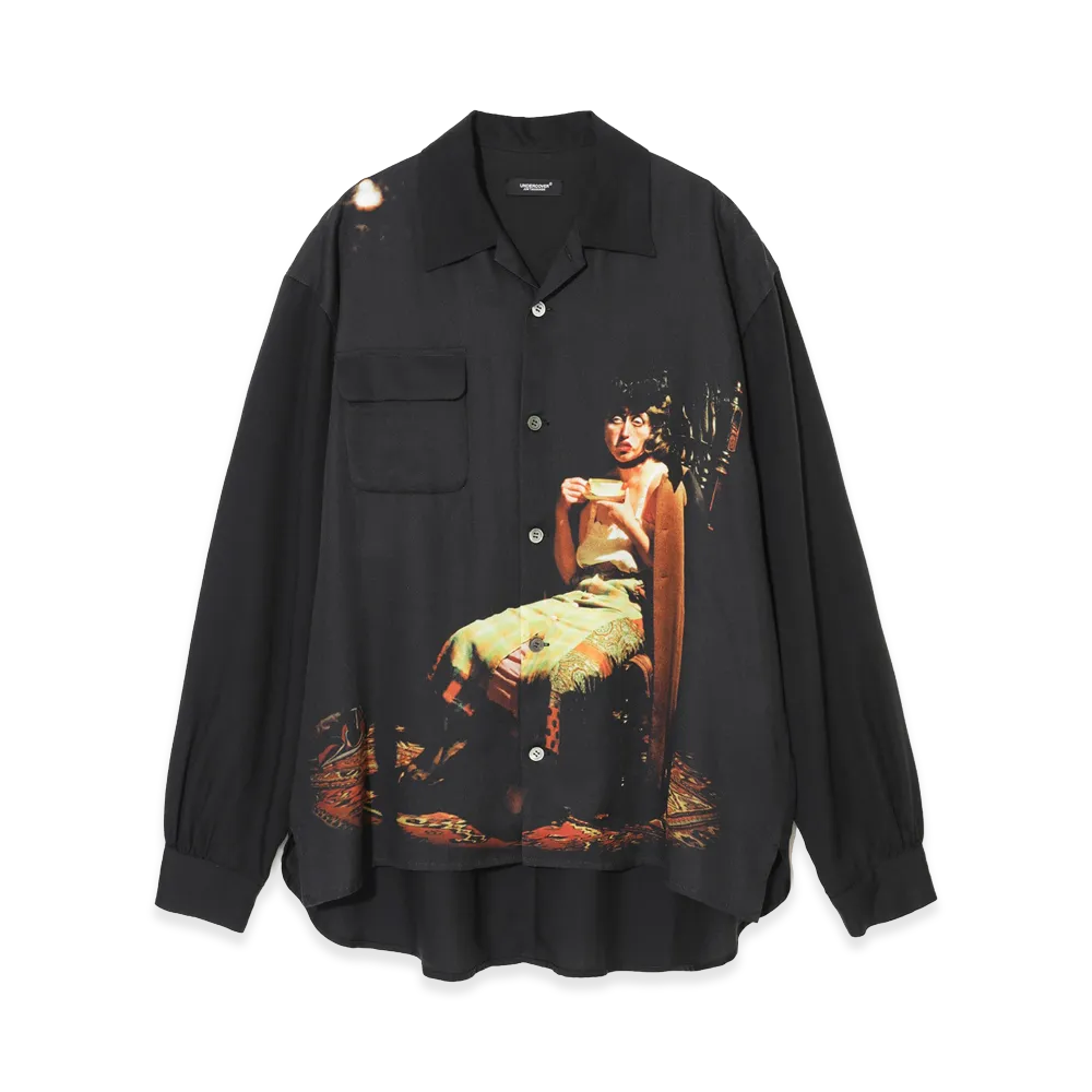 UNDERCOVER Rayon Open Collar Shirt "Charcoal"