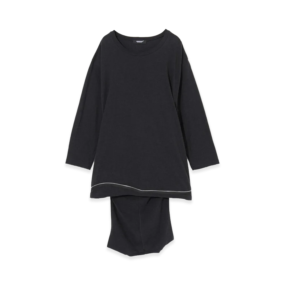 UNDERCOVER Cotton Layered Tee "T.Charcoal"