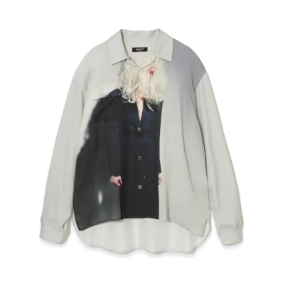 UNDERCOVER Rayon Open Collar Shirt "Light Beige Gray"