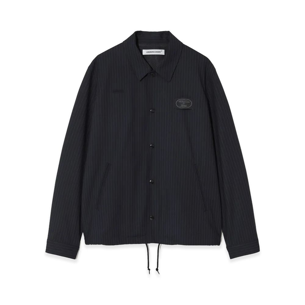 UNDERCOVER Polyester Rayon Coach Jacket "Navy Stripe"