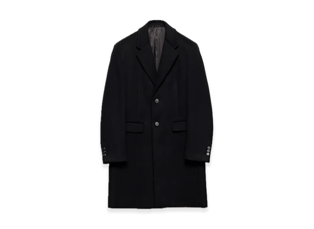 PRADA Single-Breasted Wool Blend Coat "Black"