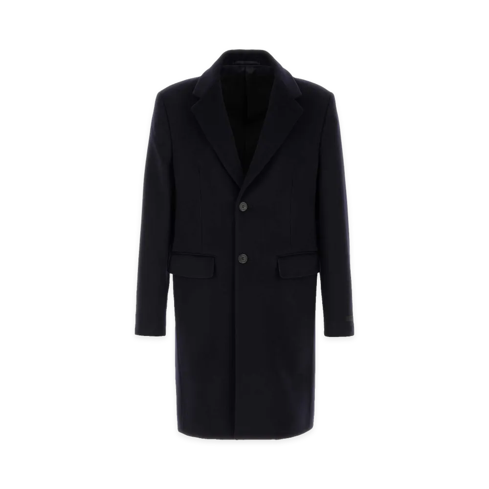 PRADA Wool Blend Coat "Dark Blue"