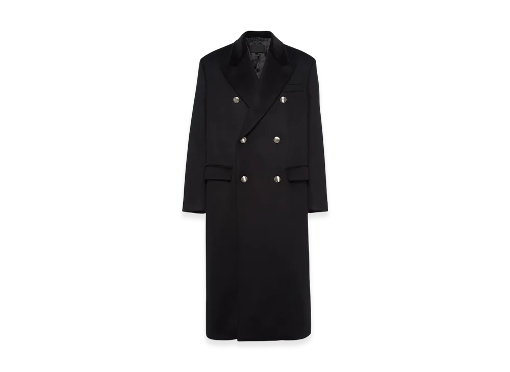 PRADA Double-Breasted Cashmere Overcoat "Black"
