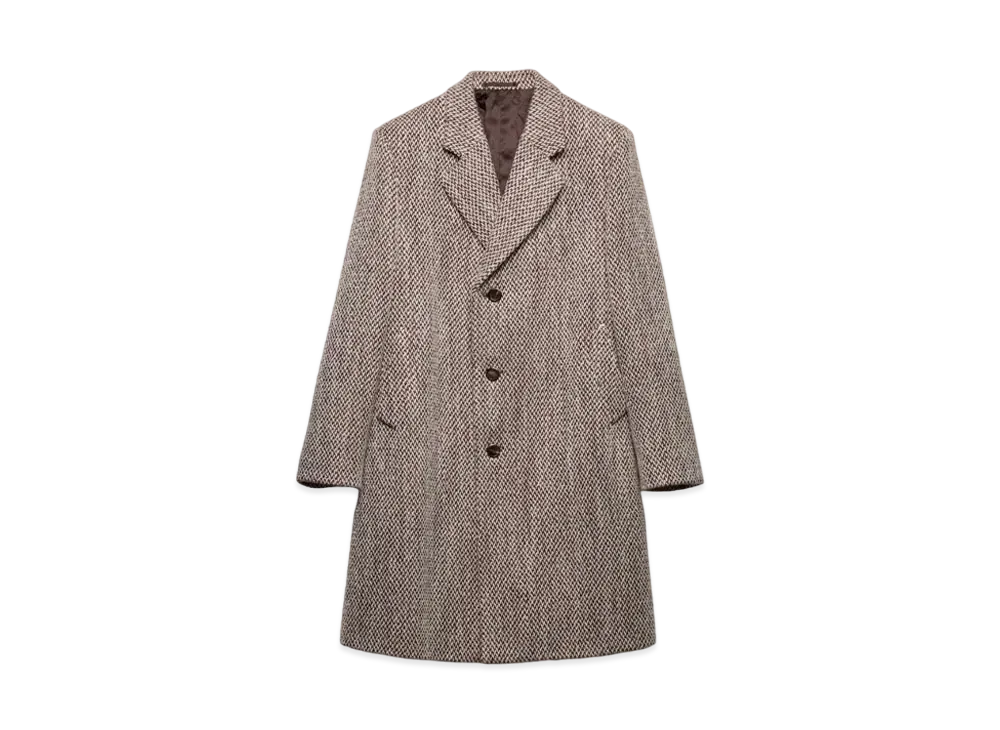 PRADA Men's Single-Breasted Wool Blend Coat "Natural"