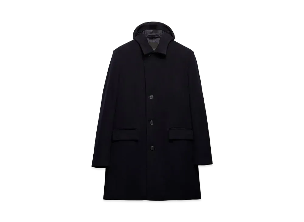 PRADA Men's Single-Breasted Wool Blend Coat "Navy"