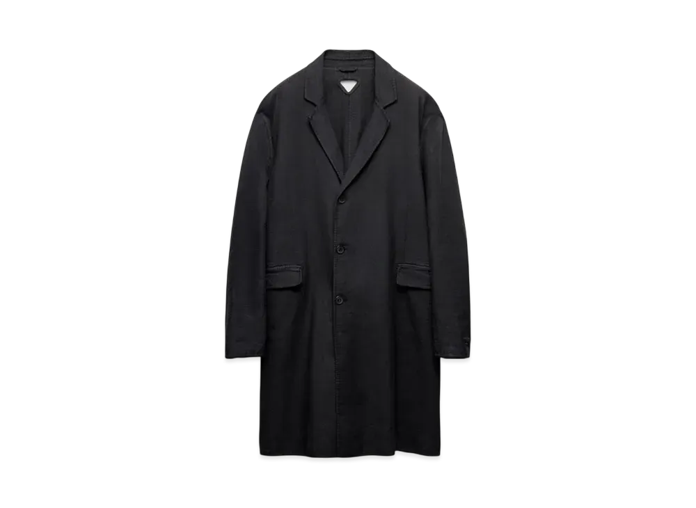 PRADA Men's Single-Breasted Cotton Coat "Black"