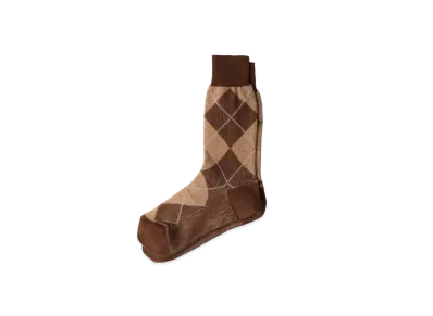PRADA Men's Argyle Cotton Ankle Socks "Brown"