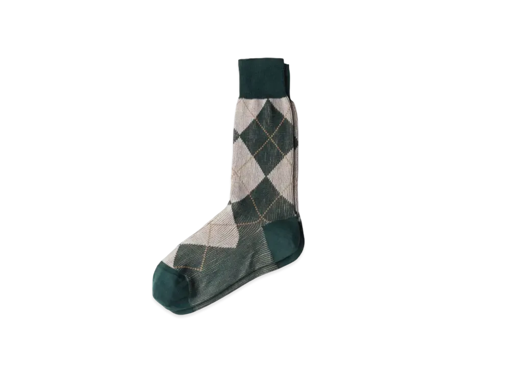 PRADA Men's Argyle Cotton Ankle Socks "Dark Green"