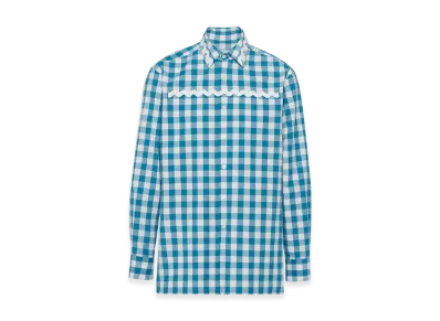PRADA Cotton Shirt "White/Turquoise/White"
