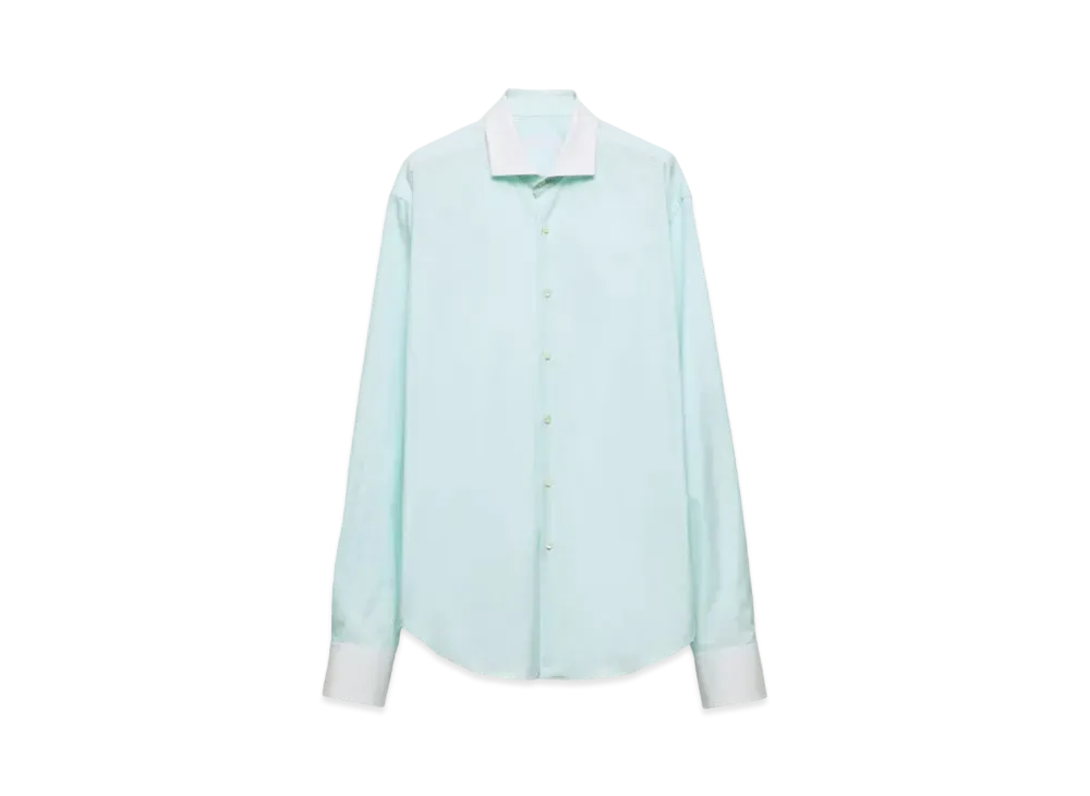 PRADA Men's Cotton Shirt "Pastel Green/White"