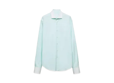 PRADA Men's Cotton Shirt "Pastel Green/White"