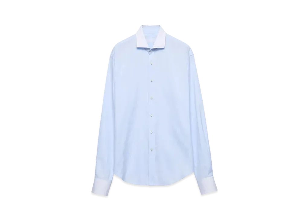 PRADA Men's Cotton Shirt "Sky Blue/White"