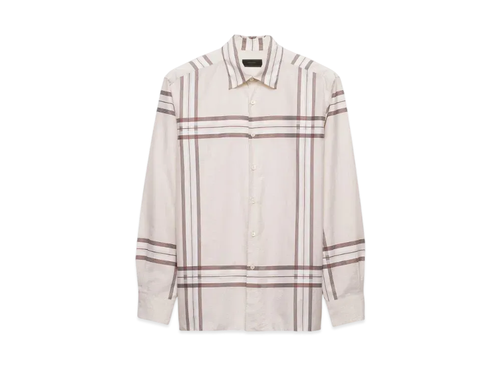 PRADA Men's Checked Cotton Shirt "Natural"