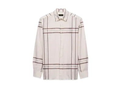 PRADA Men's Checked Cotton Shirt "Natural"