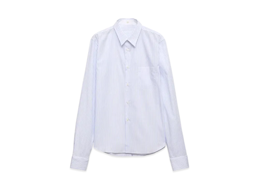 PRADA Men's Striped Cotton Shirt with Double Collar "White/Blue"
