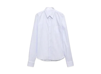 PRADA Men's Striped Cotton Shirt with Double Collar "White/Blue"