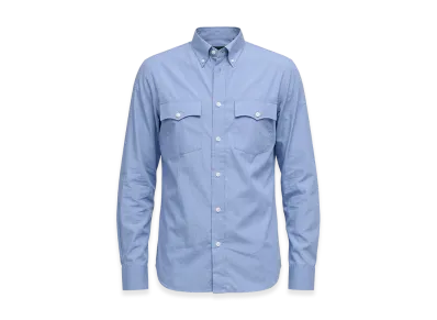 PRADA Button-Down Flap Pocket Cotton Long Sleeve Shirt "Blue"