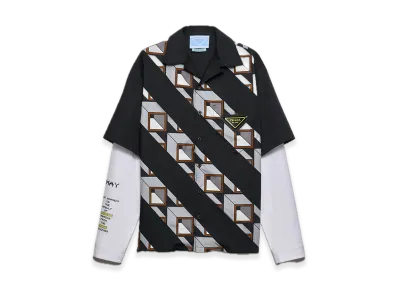 PRADA Timecapsule Printed Cotton Shirt "Black/Light Gray"