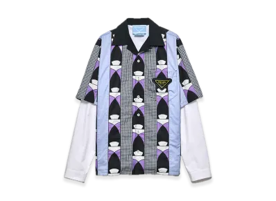 PRADA Timecapsule Printed Cotton Shirt "Blue/Purple"